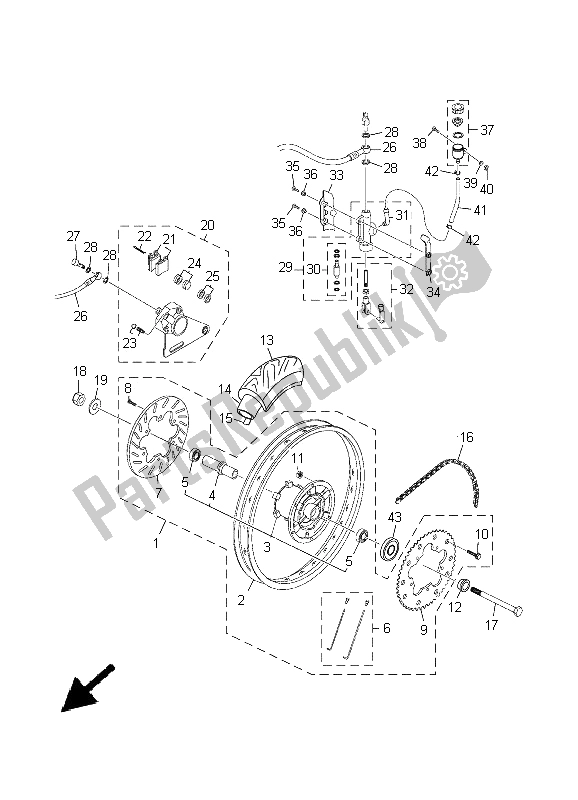 All parts for the Rear Wheel & Brake System of the Yamaha XT 125X 2005