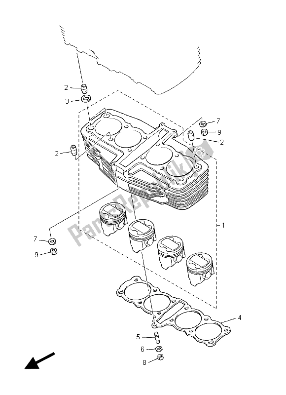 All parts for the Cylinder of the Yamaha XJR 1300C 2015