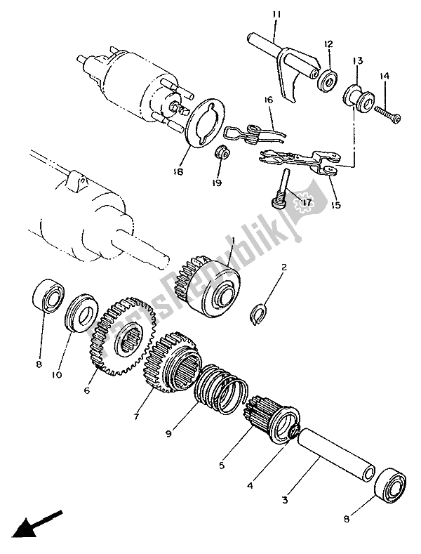 Toutes les pièces pour le Embrayage De Démarrage du Yamaha XV 1000 Virago 1986