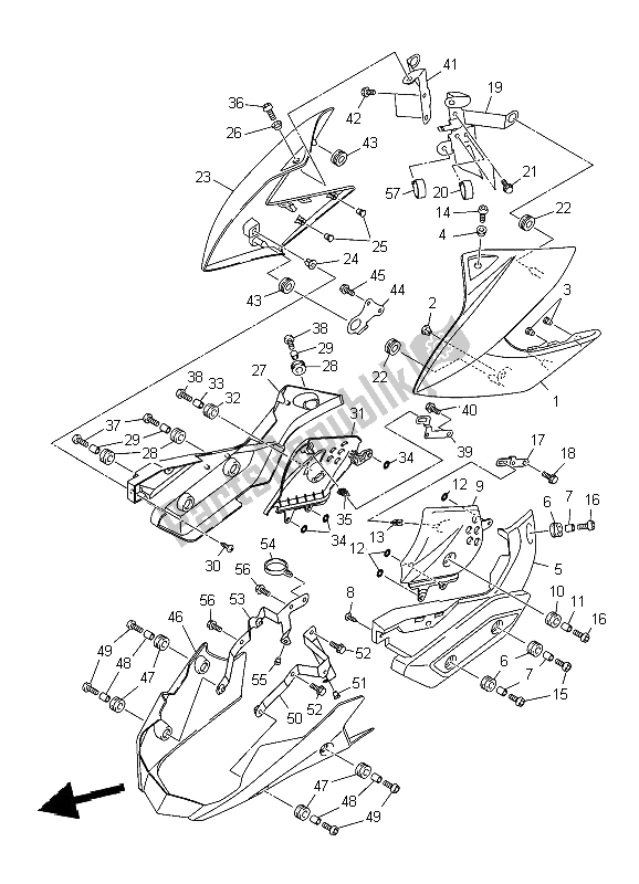 All parts for the Side Cover 2 of the Yamaha XJ6N 600 2009