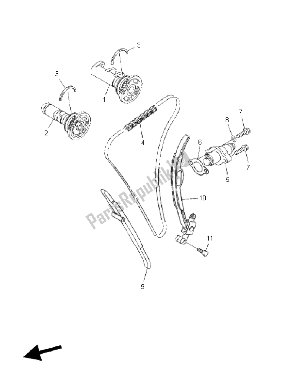 All parts for the Camshaft & Chain of the Yamaha WR 450F 2008