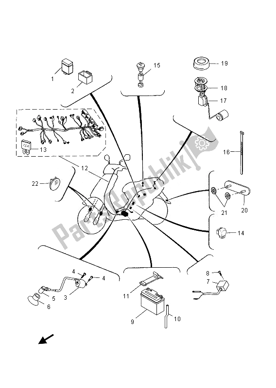 All parts for the Electrical 2 of the Yamaha YN 50 2013