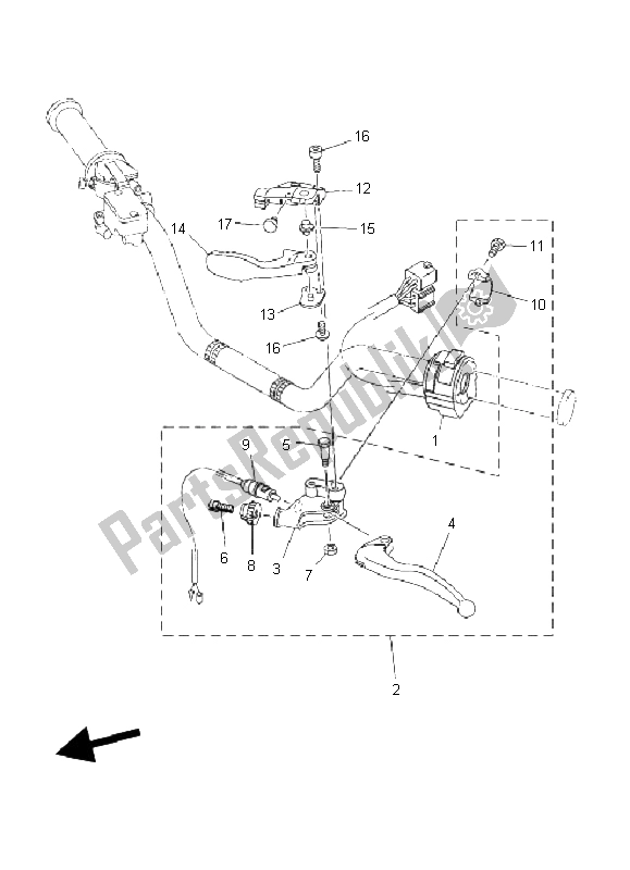 All parts for the Handle Switch & Lever of the Yamaha YFZ 450S 2004