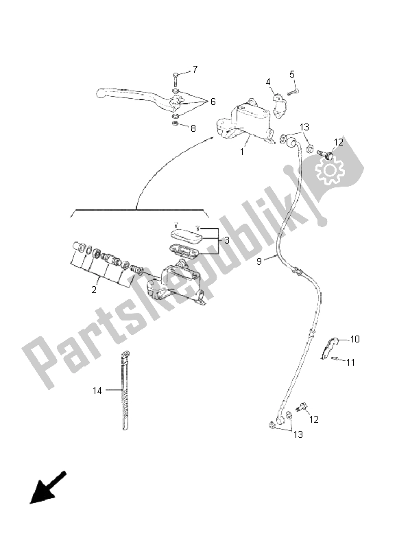 Todas as partes de Cilindro Mestre Dianteiro do Yamaha TZR 50 2006