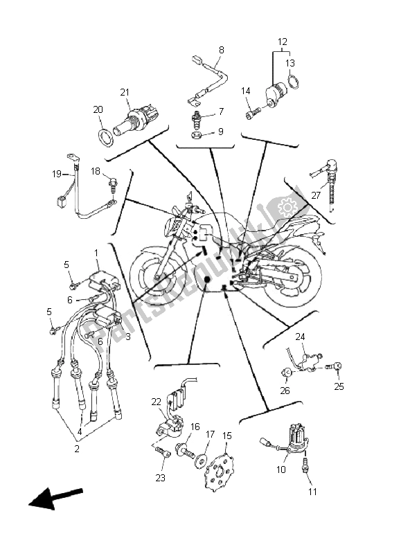 All parts for the Electrical 1 of the Yamaha FZ6 NA 600 2007