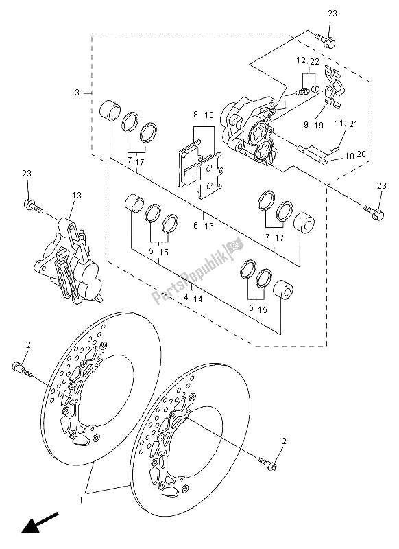 All parts for the Front Brake Caliper of the Yamaha FZ1 SA 1000 2012