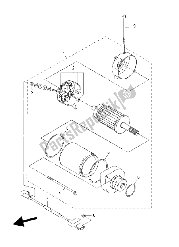 All parts for the Starting Motor of the Yamaha FZ1 SA Fazer 1000 2009