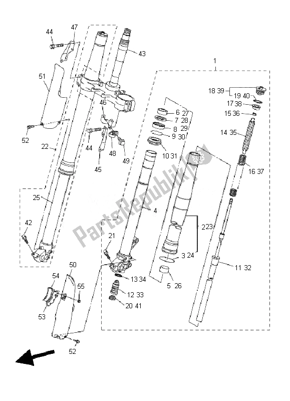 Toutes les pièces pour le Fourche Avant du Yamaha WR 250X 2010