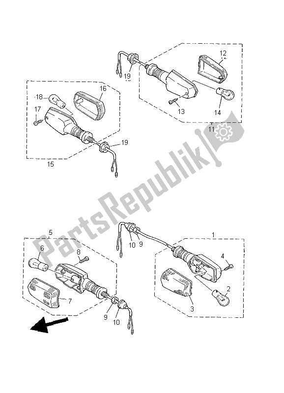 Alle onderdelen voor de Knipperlicht van de Yamaha XJ 900S Diversion 2002