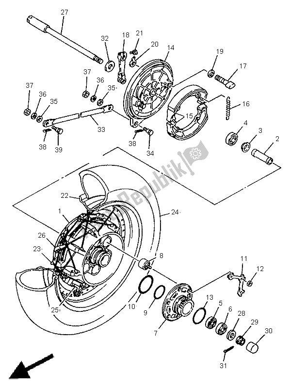 Toutes les pièces pour le Roue Arrière du Yamaha XV 1100 Virago 1997