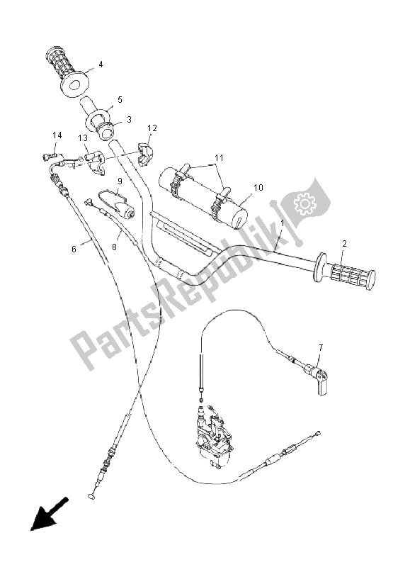 All parts for the Steering Handle & Cable of the Yamaha TT R 90 N 2001