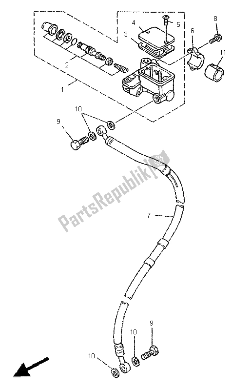All parts for the Front Master Cylinder of the Yamaha DT 125R 1995