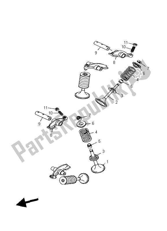 Alle onderdelen voor de Klep van de Yamaha BT 1100 Bulldog 2004