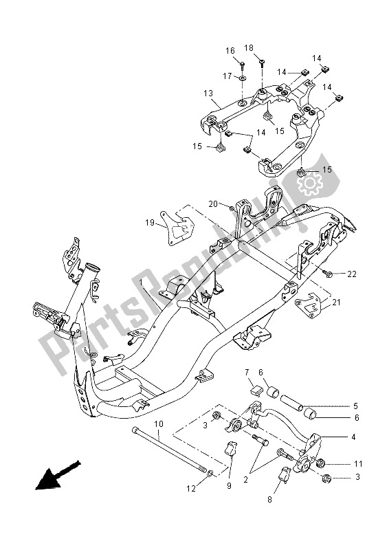 All parts for the Frame of the Yamaha NS 50F Aeorox 4 2014