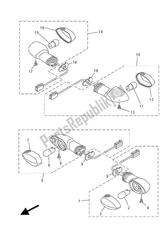 Todas las partes para Luz Intermitente de Yamaha MT-07 700 2015