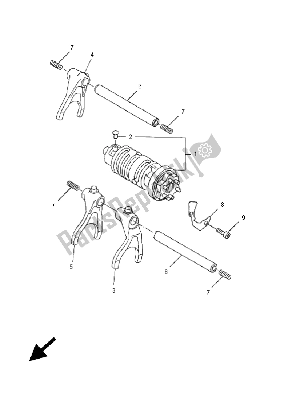 All parts for the Shift Cam & Fork of the Yamaha FZ6 S 600 2005