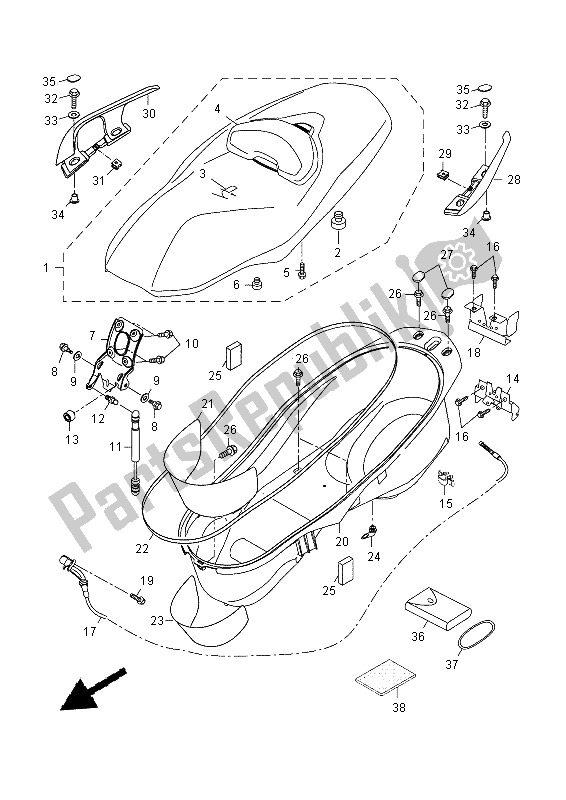 All parts for the Seat of the Yamaha YP 400R 2015