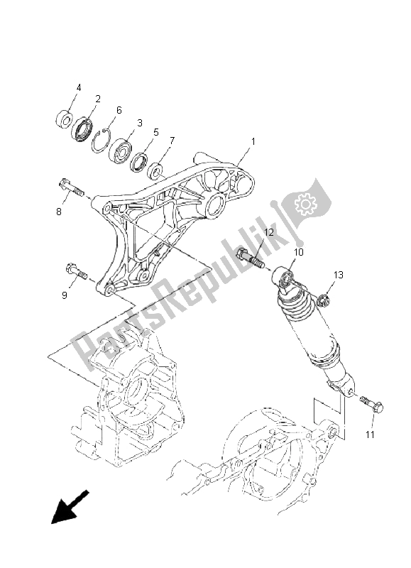 Todas as partes de Braço Traseiro E Suspensão do Yamaha XC 125E Vity 2011