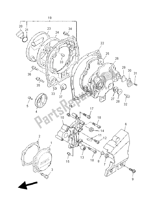 All parts for the Crankcase Cover 1 of the Yamaha XJR 1300 2008