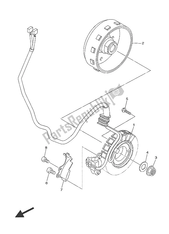 All parts for the Generator of the Yamaha WR 450F 2016