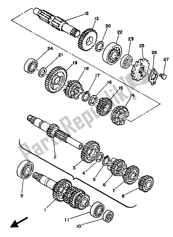 Todas as partes de Transmissão do Yamaha SR 125 1989