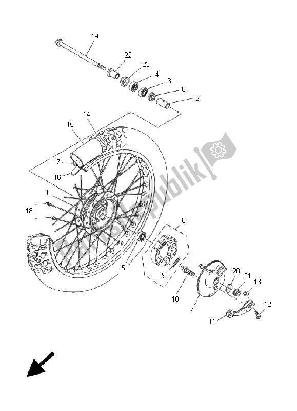 Todas las partes para Rueda Delantera de Yamaha TT R 90 2005