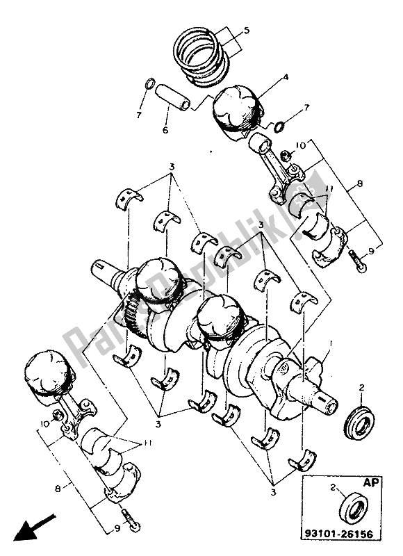 Tutte le parti per il Albero Motore E Pistone del Yamaha FZR 600 Genesis 1993