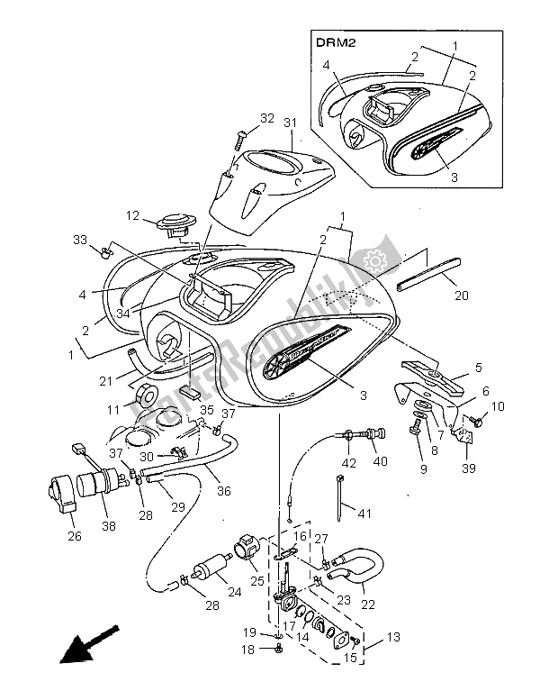 Todas as partes de Tanque De Combustível do Yamaha XVS 650 Dragstar 1999