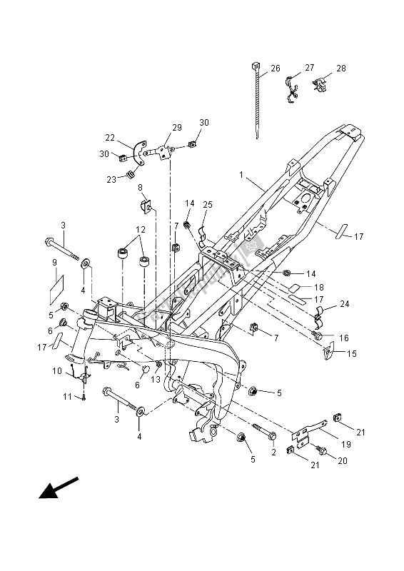 All parts for the Frame of the Yamaha MT 125A 2015