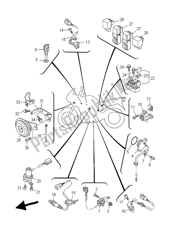 Toutes les pièces pour le électrique 2 du Yamaha TDM 900 2004