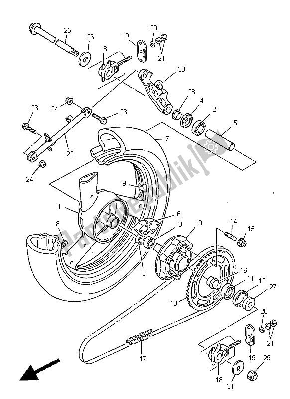 Todas as partes de Roda Traseira do Yamaha XJ 600N 1998