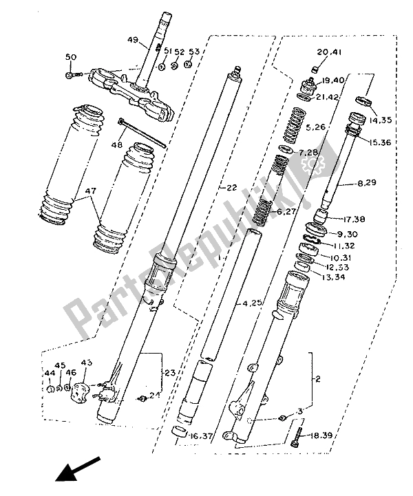 Todas las partes para Tenedor Frontal de Yamaha XT 600Z Tenere 1990