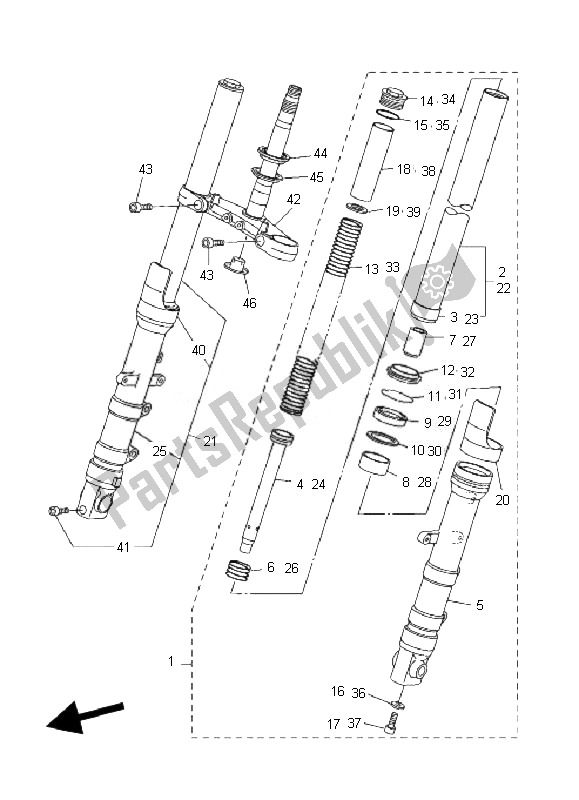 All parts for the Front Fork of the Yamaha FZ6 S Fazer 600 2007