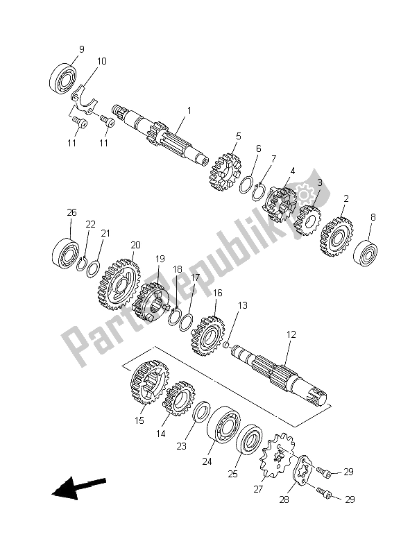 Todas las partes para Transmisión de Yamaha YBR 125 ED 2009