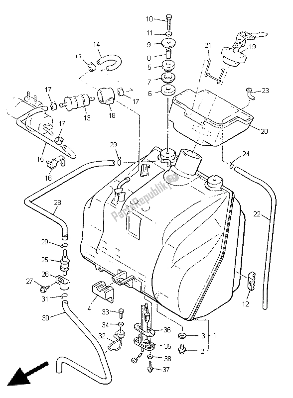 Alle onderdelen voor de Benzinetank van de Yamaha V MAX 12 1200 1996