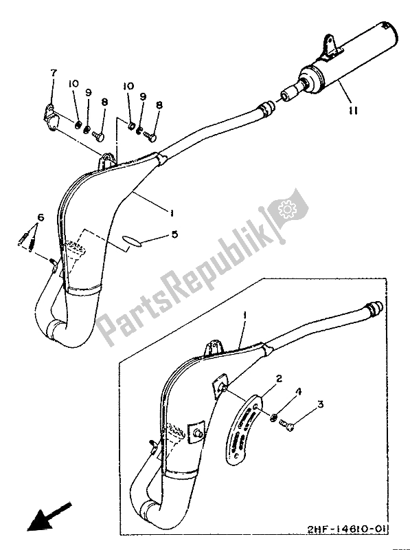 Tutte le parti per il Scarico del Yamaha YZ 80 LC A 1990