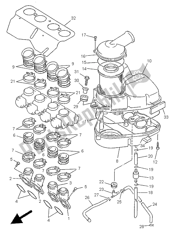 All parts for the Intake of the Yamaha XJ 600S 1999