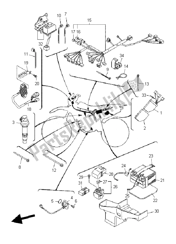 All parts for the Electrical 1 of the Yamaha WR 450F 2010