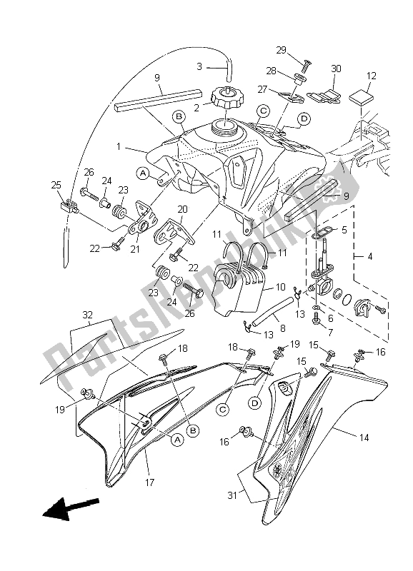 Alle onderdelen voor de Benzinetank van de Yamaha TT R 110E 2009