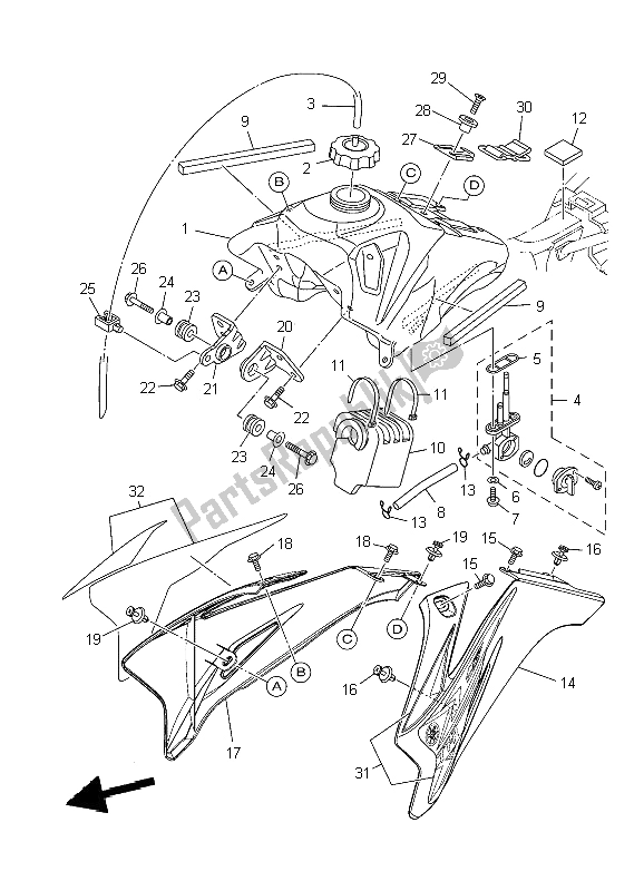 Tutte le parti per il Serbatoio Di Carburante del Yamaha TT R 110E 2009