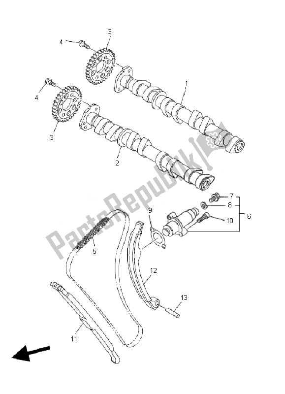 Toutes les pièces pour le Arbre à Cames Et Chaîne du Yamaha FZ6 NA 600 2007