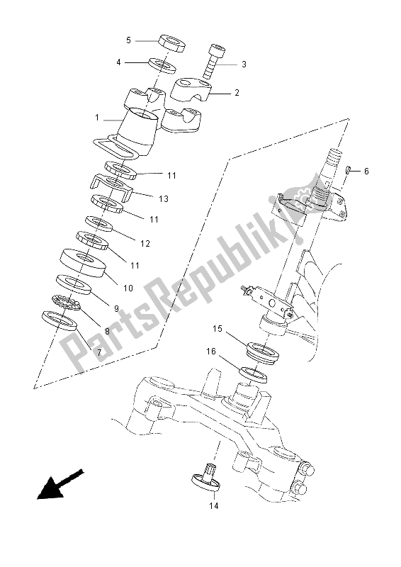 Alle onderdelen voor de Sturen van de Yamaha VP 250 2015