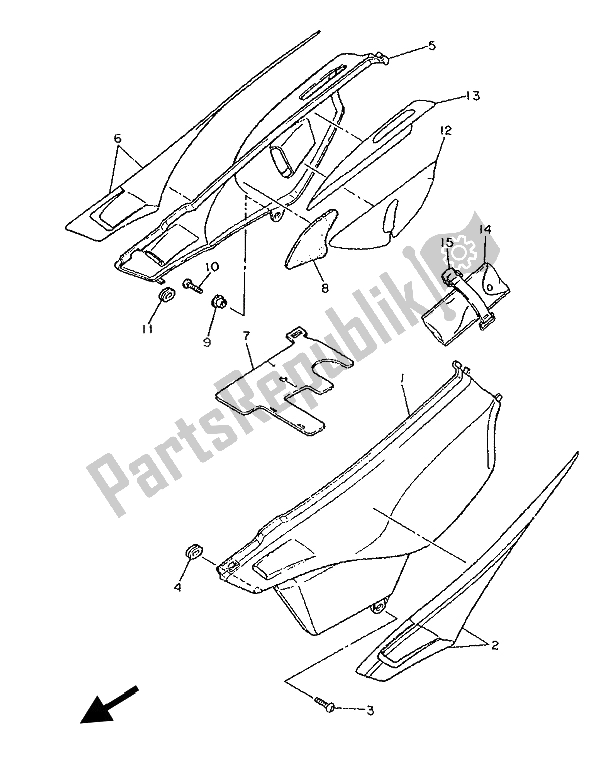 All parts for the Side Cover of the Yamaha XT 600K 1993