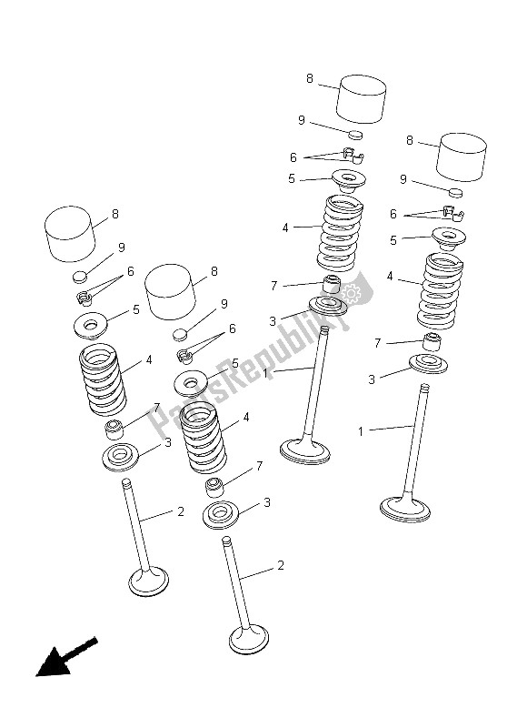 All parts for the Valve of the Yamaha WR 250R 2014