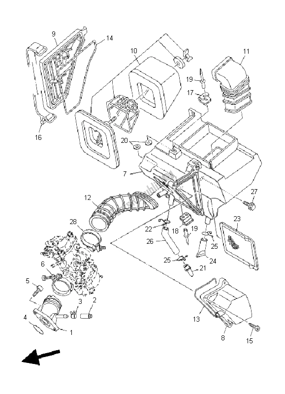 All parts for the Intake of the Yamaha TT R 125E SW LW 2011