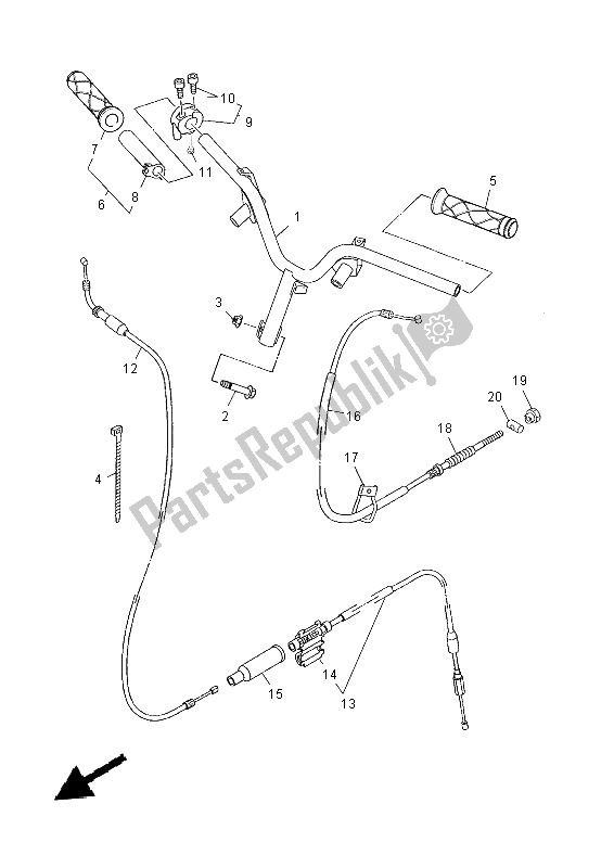 All parts for the Steering Handle & Cable of the Yamaha YN 50 2014