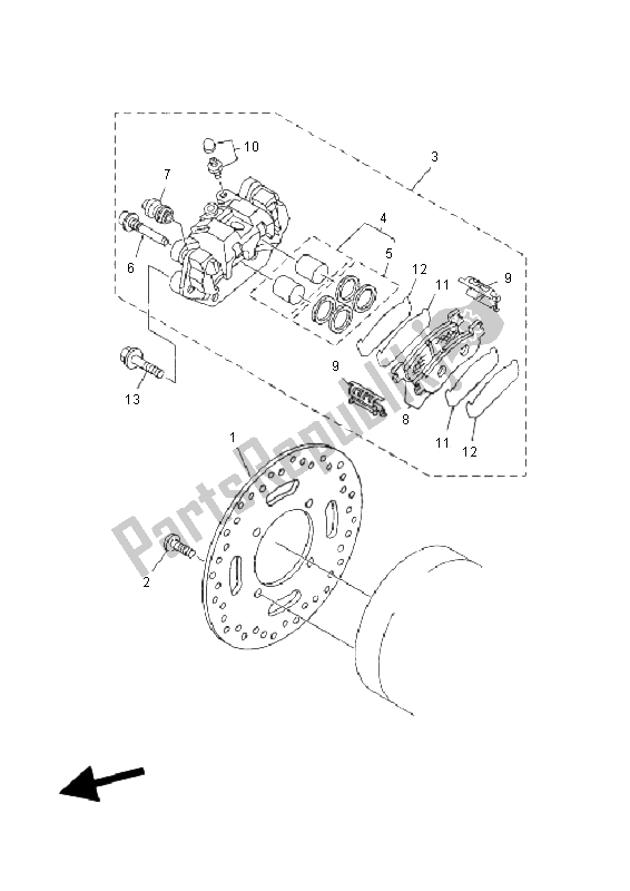 Tutte le parti per il Pinza Freno Posteriore del Yamaha YP 250R Sport X MAX 2011