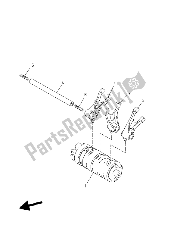 All parts for the Shift Cam & Fork of the Yamaha YZF R 125 2009