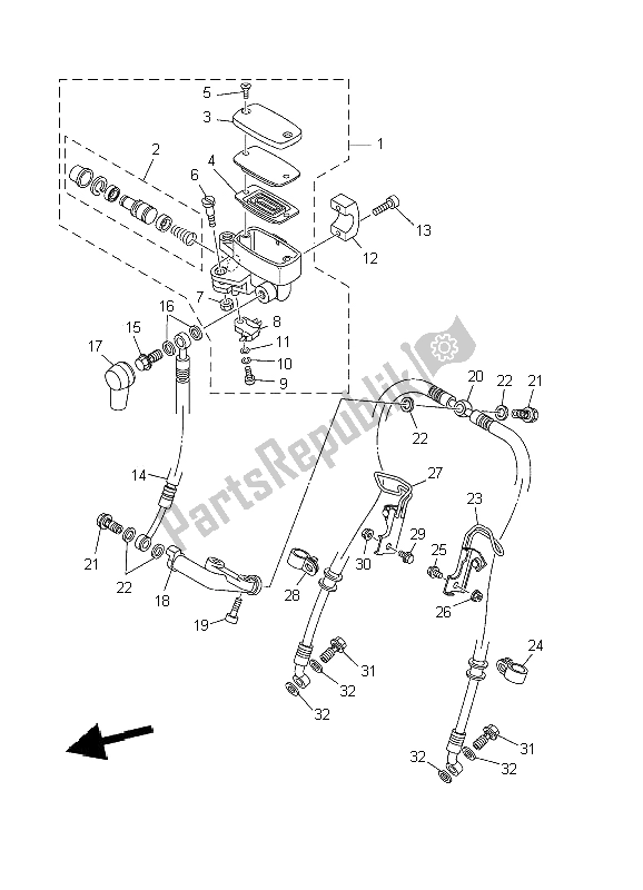 Todas las partes para Cilindro Maestro Delantero de Yamaha XV 1600A Wildstar 2002