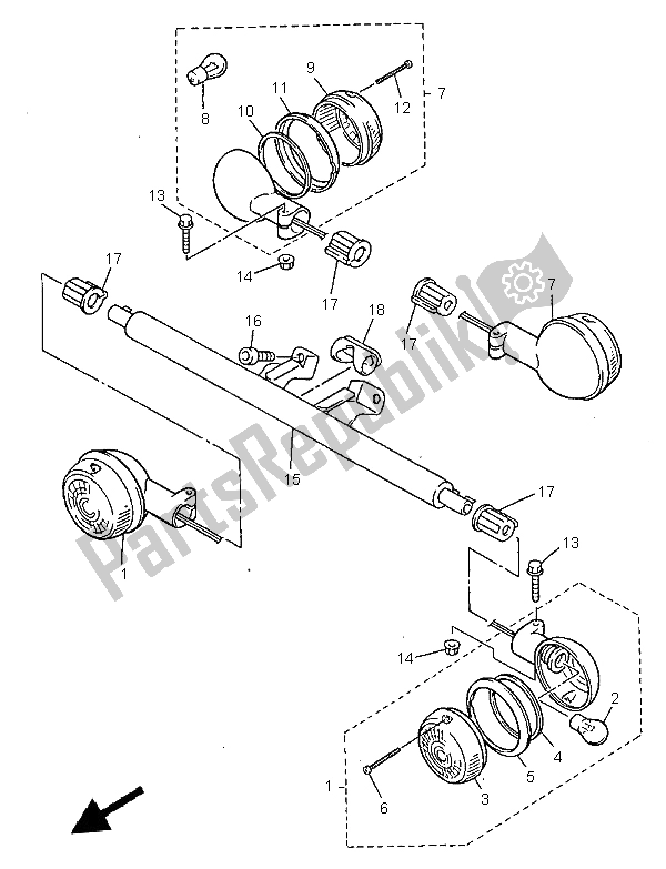 All parts for the Flasher Light of the Yamaha XVZ 1300A Royalstar 1999